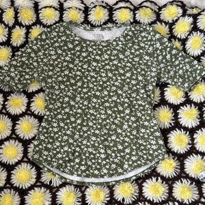 Time and Tru Olive and White Top